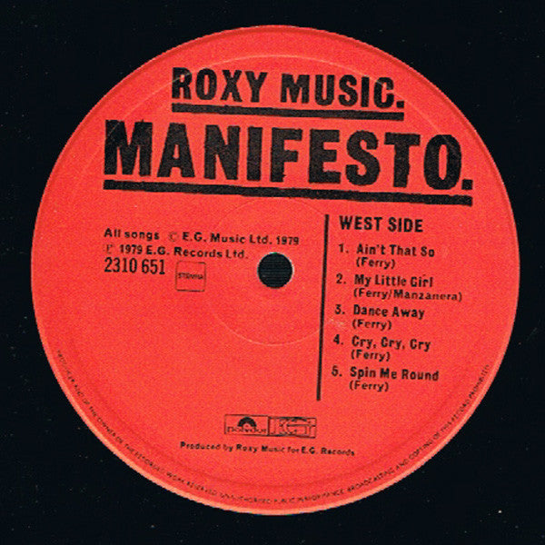 Roxy Music : Manifesto (LP, Album)