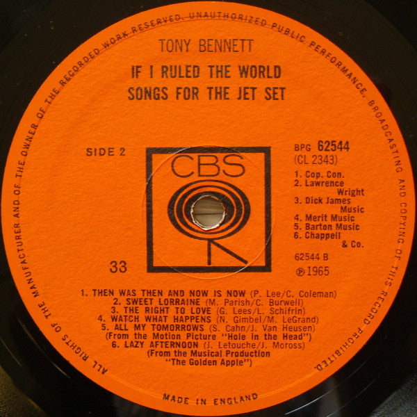 Tony Bennett : If I Ruled The World (Songs For The Jet Set) (LP, Album, Mono)