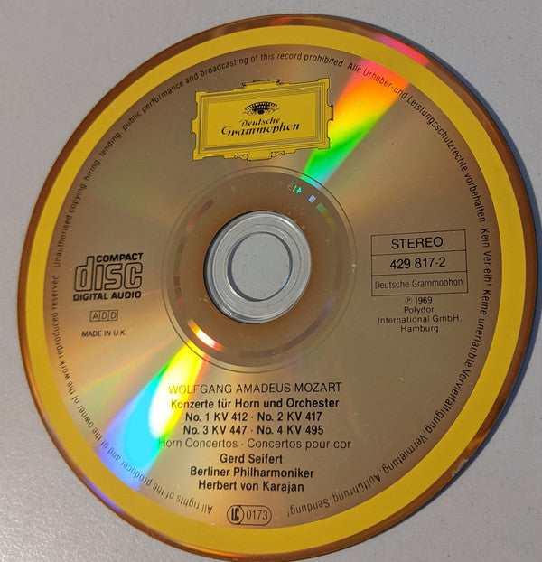 Wolfgang Amadeus Mozart, Berliner Philharmoniker, Gerd Seifert, Herbert Von Karajan : 4 Hornkonzerte (CD, Album)