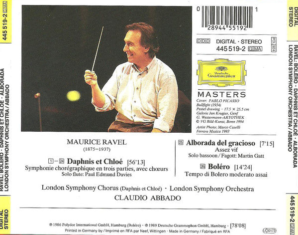 Maurice Ravel - London Symphony Orchestra, Claudio Abbado : Boléro / Daphnis Et Chloë / Alborada Del Gracisoso (CD, Album, Comp)