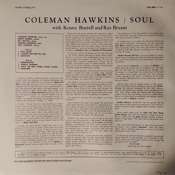 Coleman Hawkins : Soul (LP, Album, Mono, RE, Pit)
