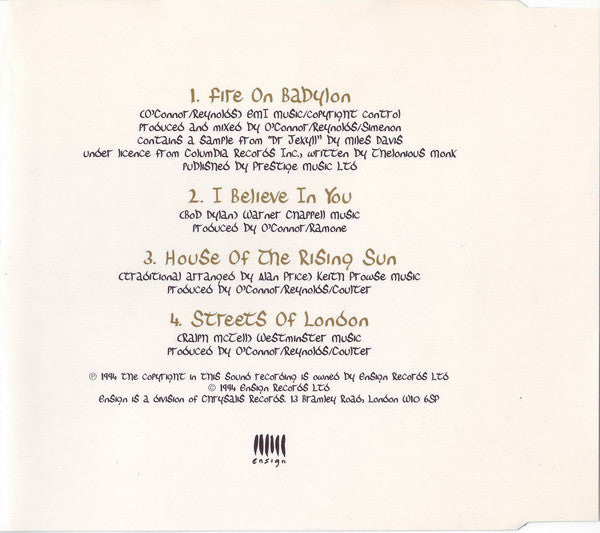 Sinéad O'Connor : Fire On Babylon (CD, Single)