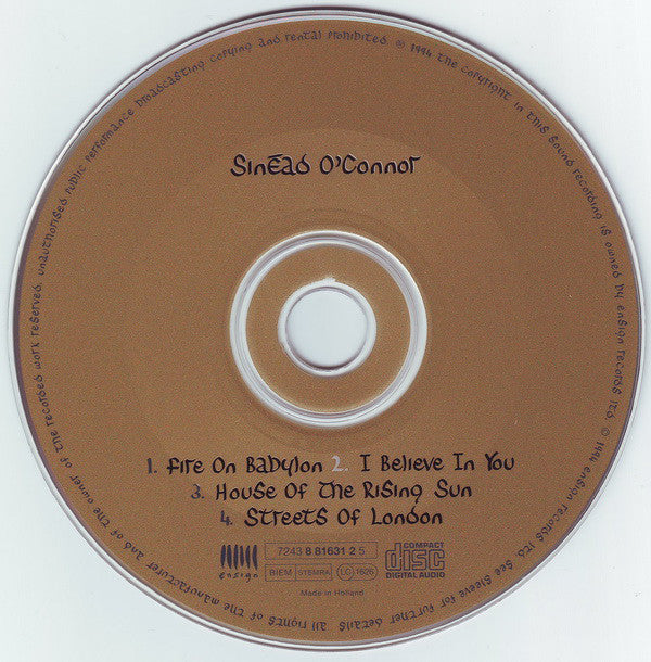 Sinéad O'Connor : Fire On Babylon (CD, Single)
