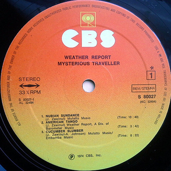Weather Report : Mysterious Traveller (LP, Album, RP)
