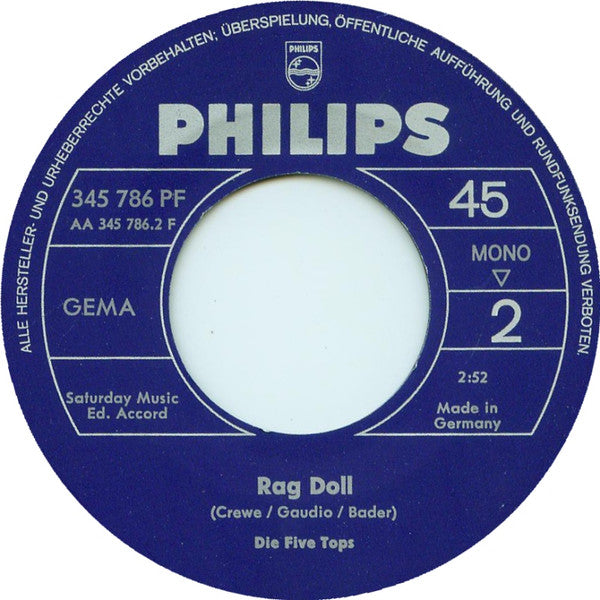 Five Tops : Glaub Daran / Rag Doll (7", Single, Mono)