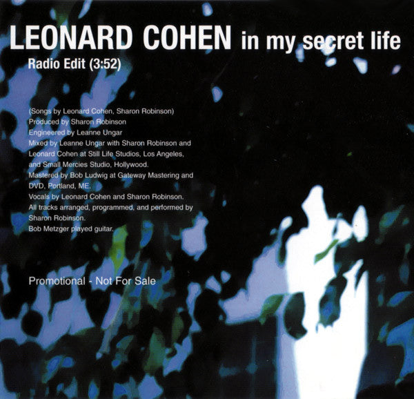 Leonard Cohen : In My Secret Life (CD, Single, Promo)