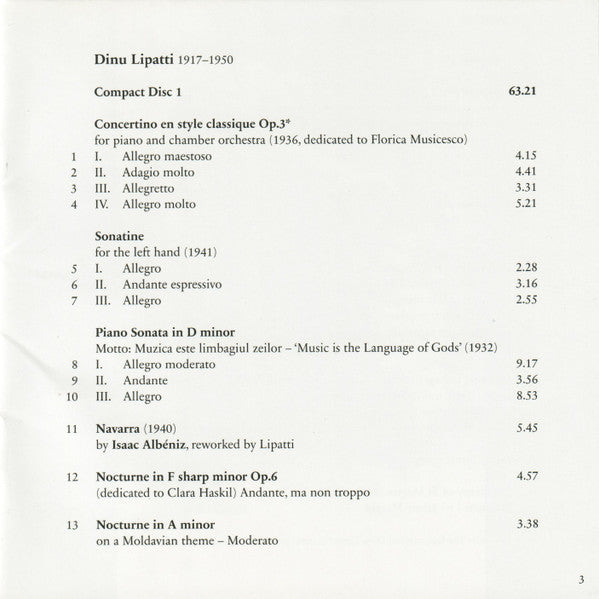 Dinu Lipatti, Luiza Borac : Piano Music (2xCD, Album)