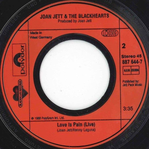 Joan Jett And The Blackhearts* : I Hate Myself For Loving You (7", Single)