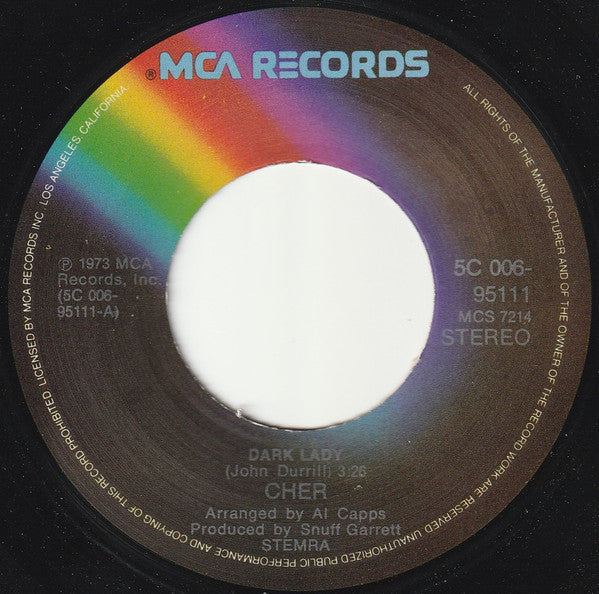 Cher : Dark Lady (7", Single, Pin)