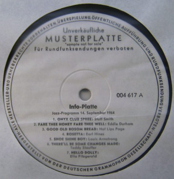 Various : Info-Platte Jazz-Program 14. September 1964 (LP, Comp, Mono)