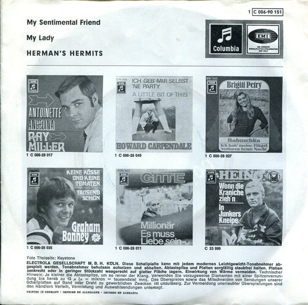 Herman's Hermits : My Sentimental Friend  /  My Lady (7", Single)