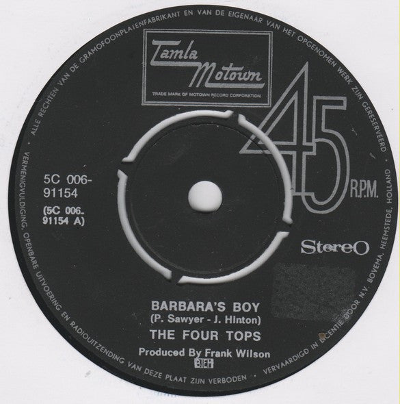 Four Tops : Barbara's Boy / Look Out Your Window (7")
