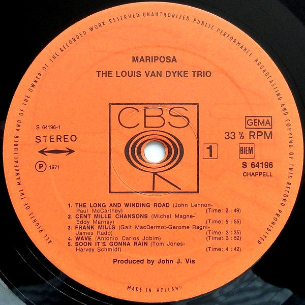 Louis van Dijk : Mariposa (LP, Album)