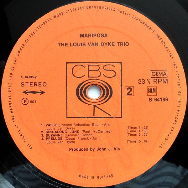 Louis van Dijk : Mariposa (LP, Album)