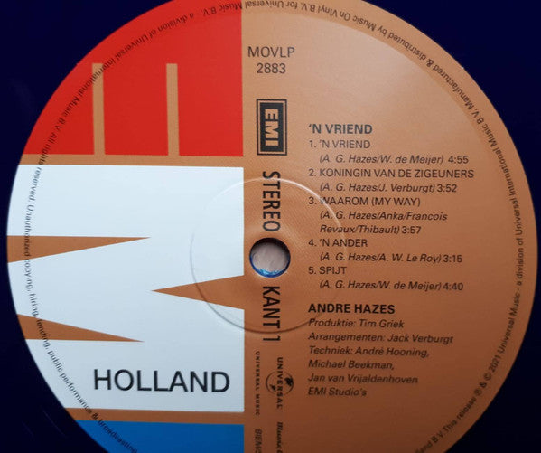 André Hazes : 'n Vriend (LP, Album, RE, Blu)