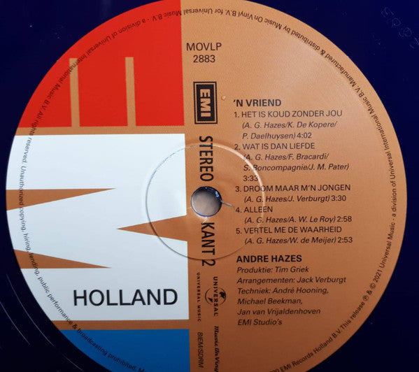 André Hazes : 'n Vriend (LP, Album, RE, Blu)