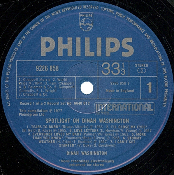 Dinah Washington : Spotlight On Dinah Washington (2xLP, Comp)