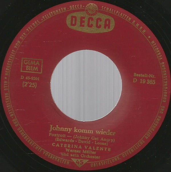 Caterina Valente : Rosen Sind Rot (Roses Are Red) (7", Single, Mono, RE)