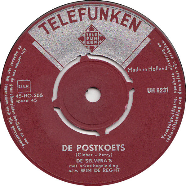De Selvera's : De Postkoets / Bloedrode Kralen (7", Single, Mono)