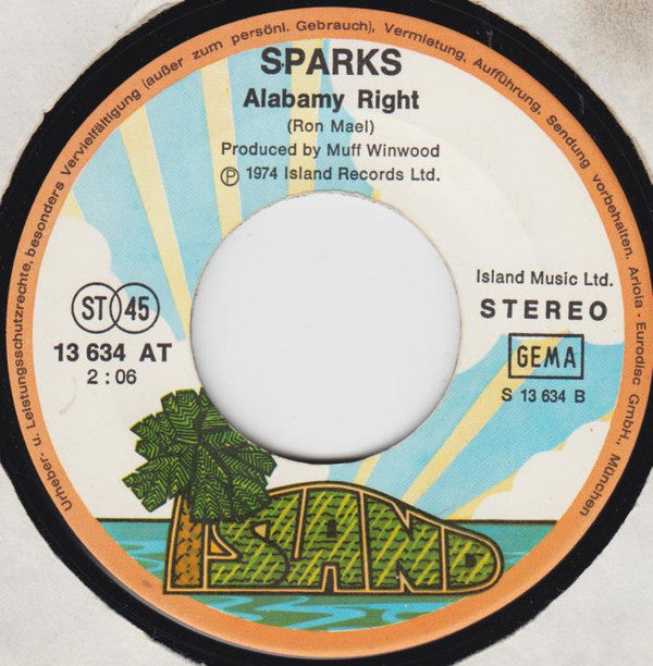 Sparks : Never Turn Your Back On Mother Earth (7", Single)