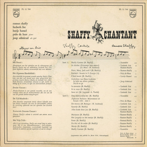 Ramses Shaffy / Liesbeth List / Loesje Hamel / Joop Admiraal / Polo De Haas : Shaffy Chantant (LP, Album, Mono)