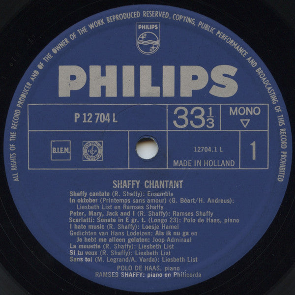 Ramses Shaffy / Liesbeth List / Loesje Hamel / Joop Admiraal / Polo De Haas : Shaffy Chantant (LP, Album, Mono)