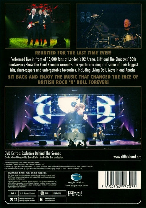 Cliff Richard & The Shadows : The Final Reunion (DVD-V, PAL, Dol)