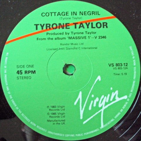 Tyrone Taylor / Pato Banton : Cottage In Negril / 'Allo Tosh (12")