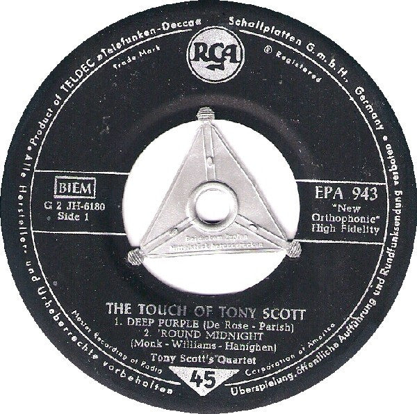 The Tony Scott Quartet : The Touch Of Tony Scott ('Round About Midnight) (7", EP, Top)