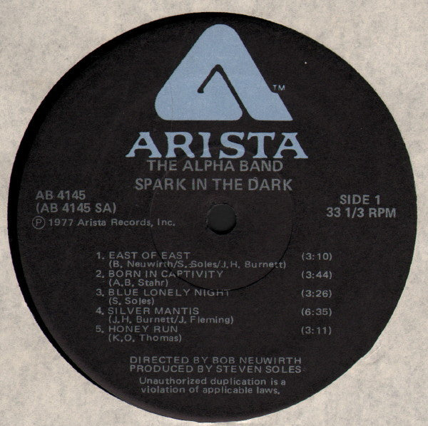 The Alpha Band : Spark In The Dark (LP, Album)