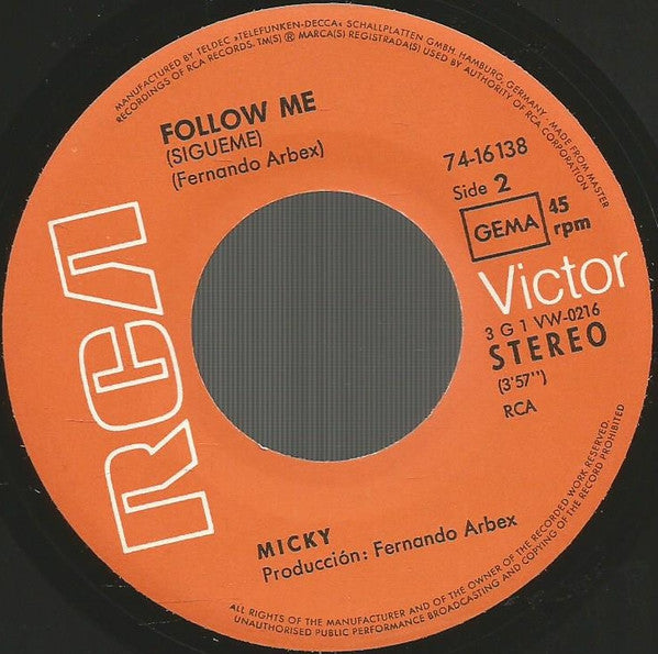 Micky (3) : The Mouth Organ Boy (7", Single)