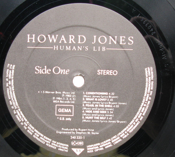 Howard Jones : Human's Lib (LP, Album)