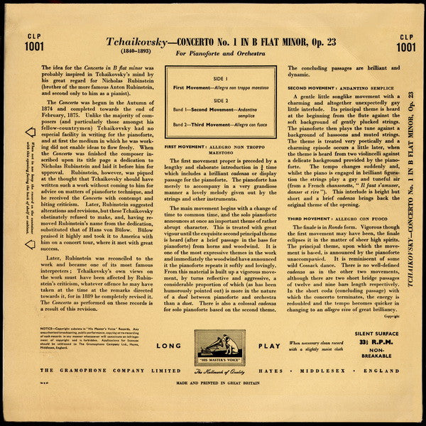 Pyotr Ilyich Tchaikovsky, Solomon (6) : Pianoforte Concerto No.1 (LP, Mono)
