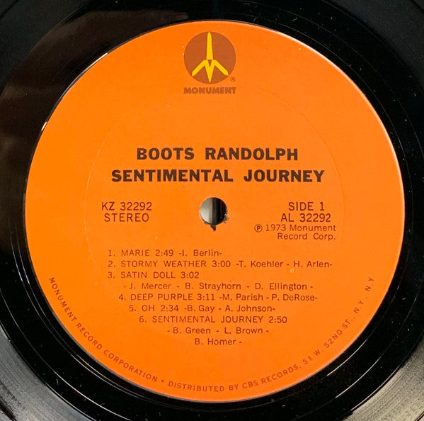 Boots Randolph : Sentimental Journey (LP, Album, Ter)