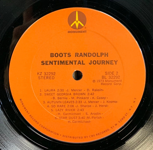 Boots Randolph : Sentimental Journey (LP, Album, Ter)