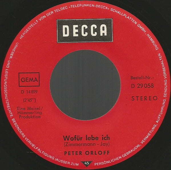 Peter Orloff : Das Brennt So Heiß Wie Feuer (7", Single)