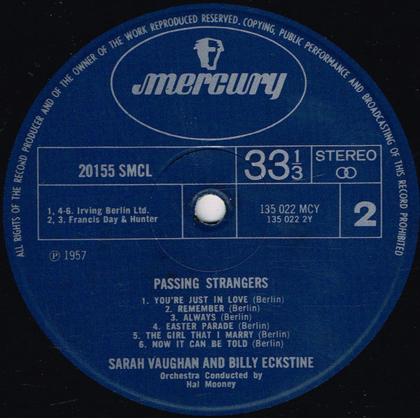 Billy Eckstine & Sarah Vaughan : Passing Strangers (LP, Album)