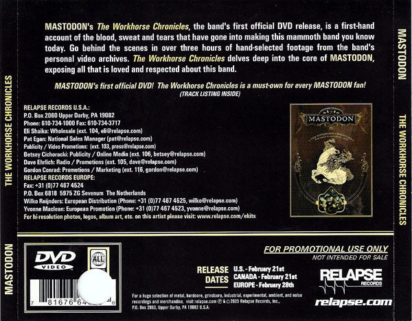 Mastodon : The Workhorse Chronicles (DVD-V, Promo, NTSC)