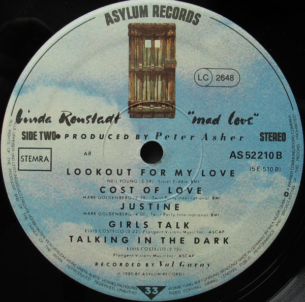 Linda Ronstadt : Mad Love (LP, Album)