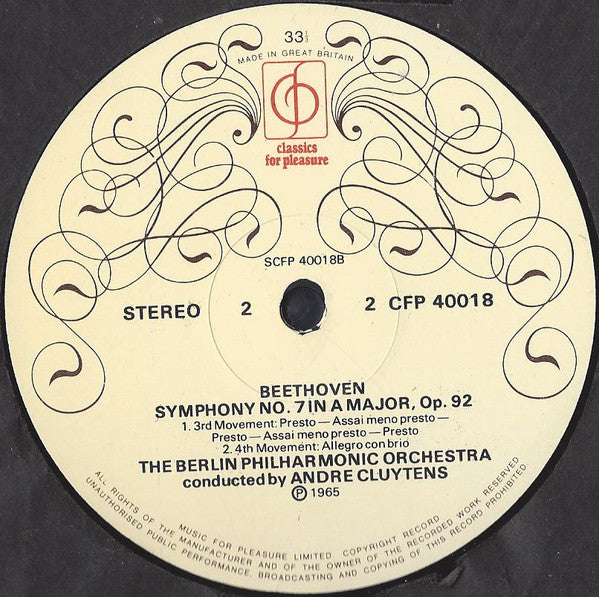 Ludwig van Beethoven, André Cluytens Conducts Berliner Philharmoniker : Symphony No.7 In A (LP)