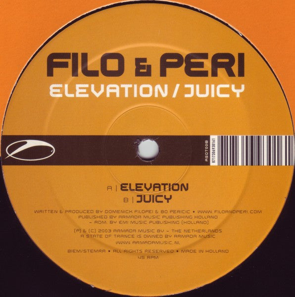 Filo & Peri : Elevation / Juicy (12")