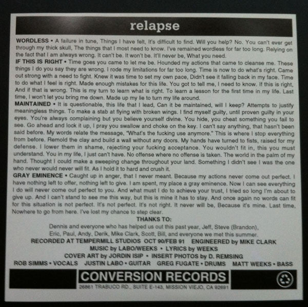 Relapse (3) : If This Is Right (7")