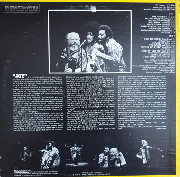 Oscar Brown Jr. / Jean Pace / Sivuca : Joy (LP, Album)