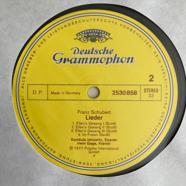 Franz Schubert, Gundula Janowitz, Irwin Gage : Lieder (LP)