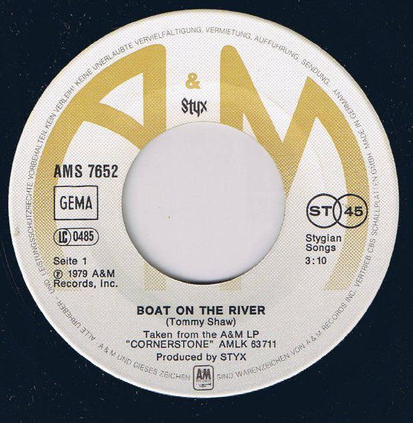 Styx : Boat On The River (7", Single)