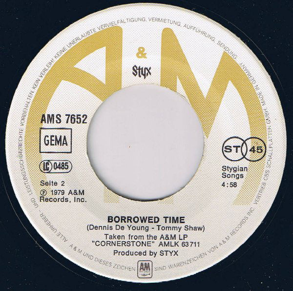 Styx : Boat On The River (7", Single)