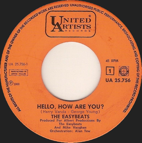 The Easybeats : Hello, How Are You? (7", Single)