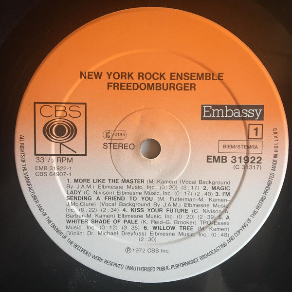 New York Rock Ensemble* : Freedomburger (LP, Album, RE)
