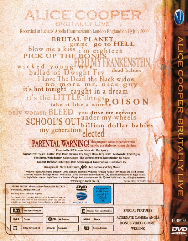 Alice Cooper (2) : Brutally Live (DVD-V, PAL)