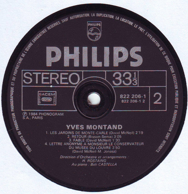 Yves Montand : Chante D. Mc Neil - F. Giroud - M. Legrand - M. Jonasz - J.-P. Bisson - J.-M. Sénia (LP, Album)